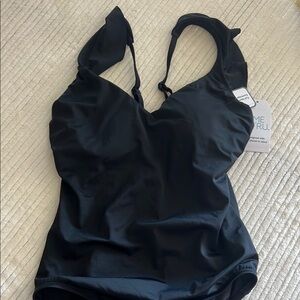 Time Tru Black One-Piece Swimsuit Size L (12-14)